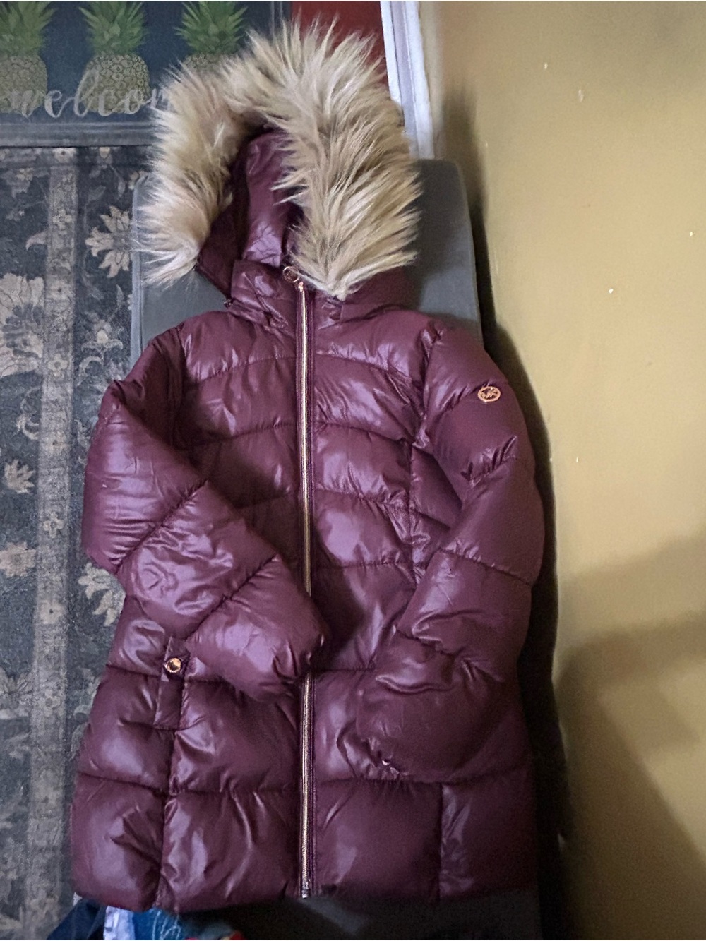 Girls' Burgundy Hooded Puffer Coat size 7/8